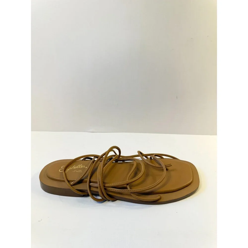Seychelles Womens Sandals Lilac Two Ankle Wrap Sandals Leather Brown US 6